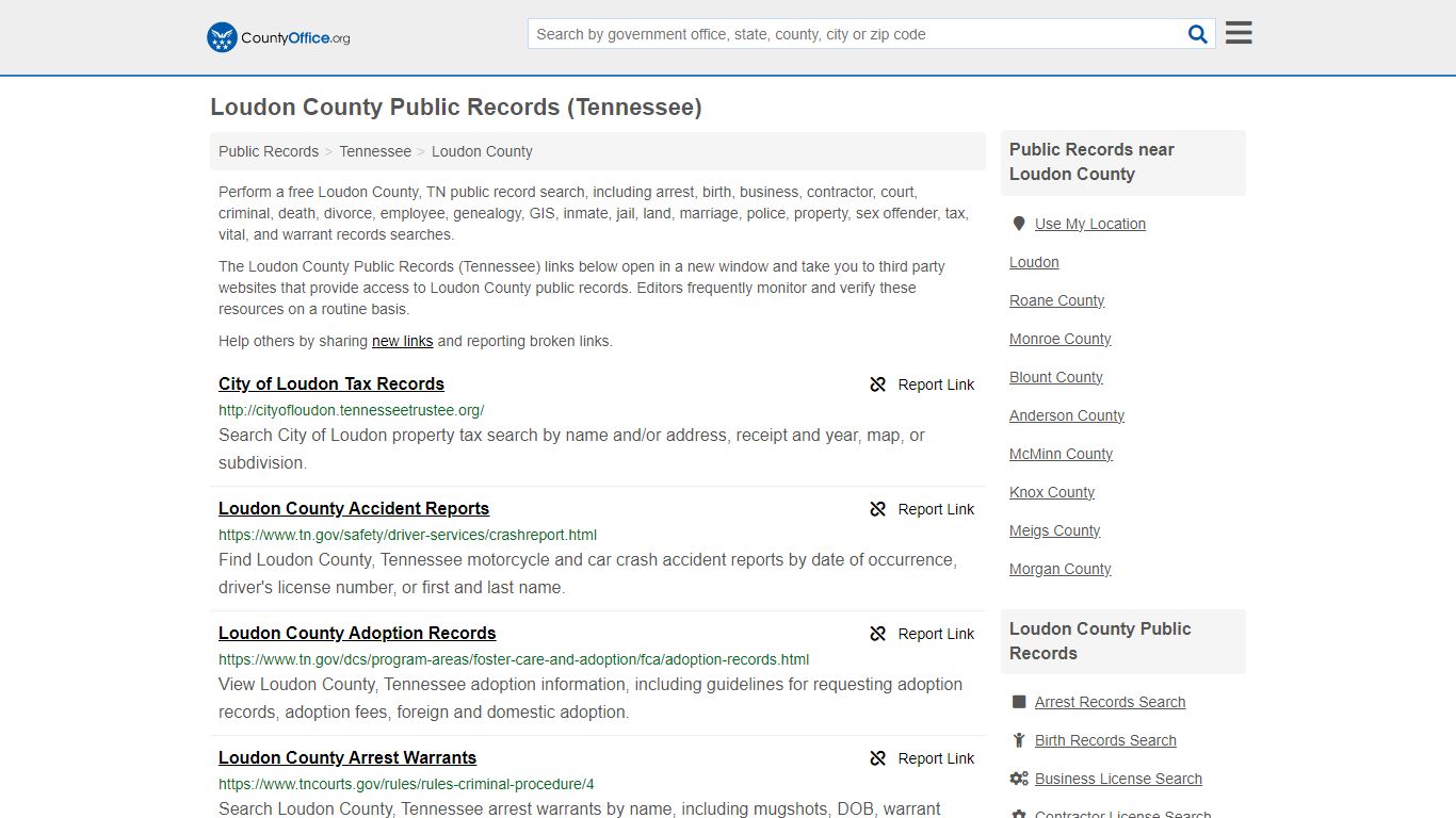 Public Records - Loudon County, TN (Business, Criminal, GIS, Property ...