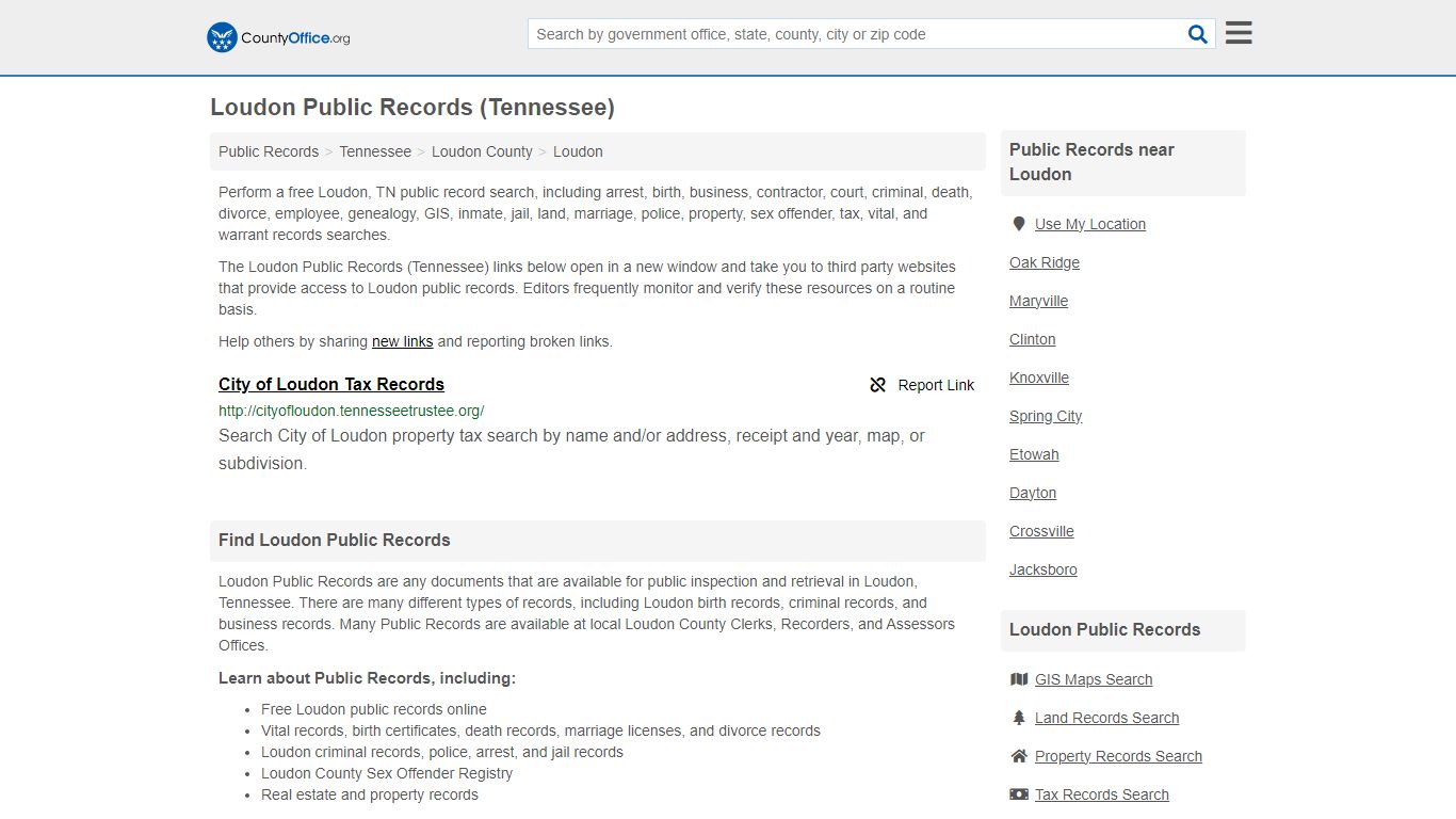 Loudon Public Records (Tennessee) - County Office